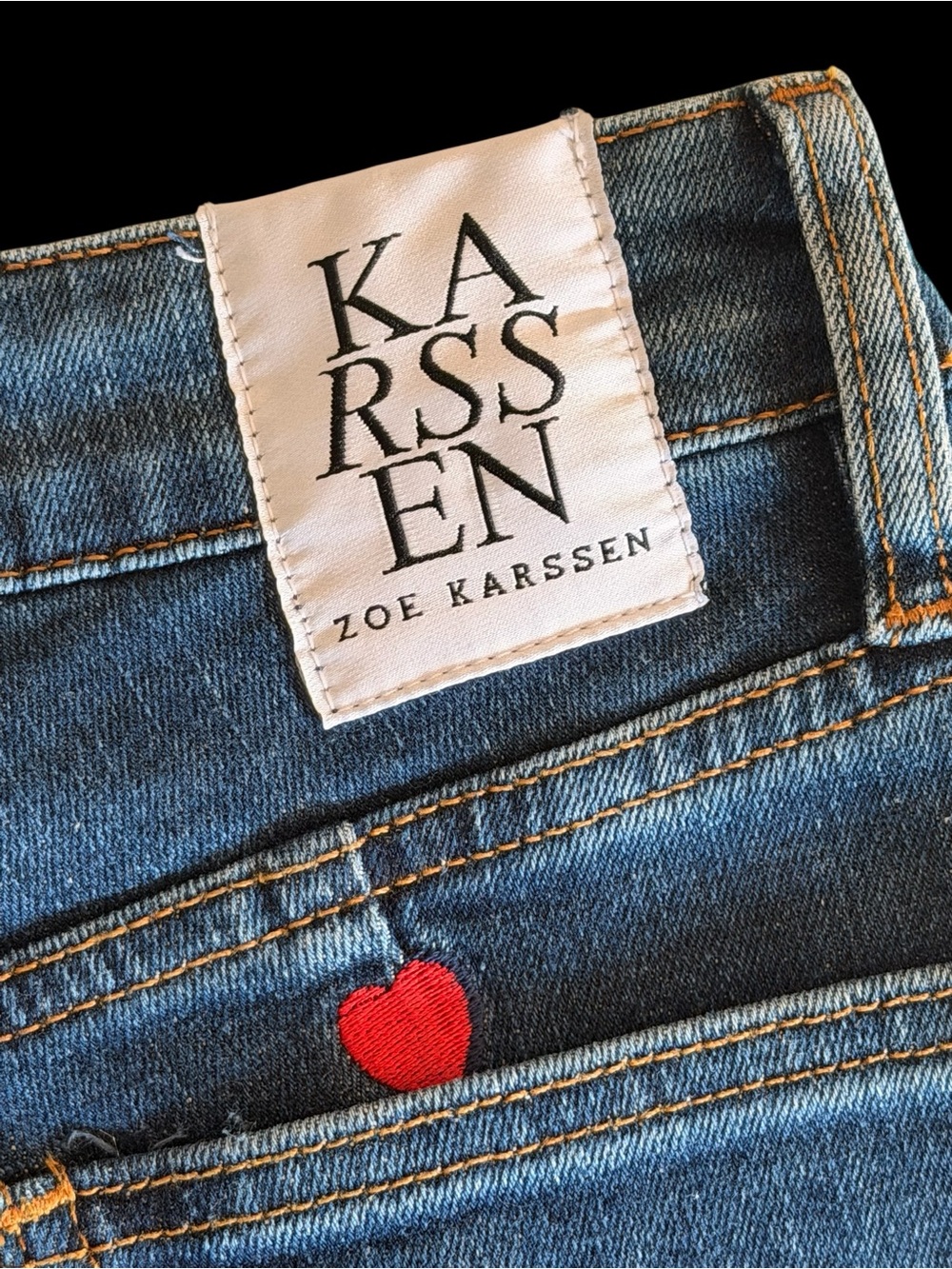 Zoe Karssen Patty Hearts Embroidered Skinny Jeans NWT Size 24 Red Hearts Denim